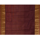 Apricot Orange Kanjivaram Silk Saree With Purple Contrast Zari Border