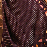 Dark Purple With Striped And Vibrant Embroidered Border Designer Saree