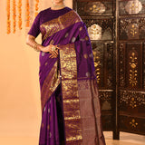 Royal Purple And Gold Traditional Kanjivaram Silk Saree