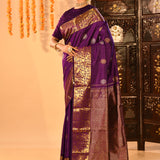 Royal Purple And Gold Traditional Kanjivaram Silk Saree