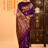 Royal Purple And Gold Traditional Kanjivaram Silk Saree