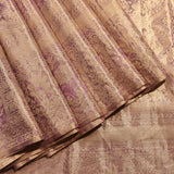 Mauve Purple Gold Zari All Over Floral Paisley Jaal Pure Silk Kanchi Saree With Heavy Zari Border