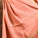 Dusty Rose Dotted Weave With Floral Leaf Border Designer Saree