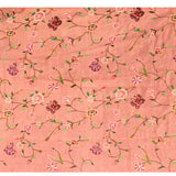 Dusty Rose Sheer Striped With Butterfly And Floral Embroidered Border Designer Saree