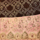 Dark Brown And Pink Silver Zari Bird Floral Jaal Pure Silk Kanjivaram Saree With Contrast Pink Pallu