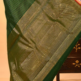 Bottle Green With Gols Zari Buttis And Zari Pallu Kanjivaram Silk Saree