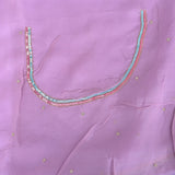 Mauve Organza Saree With Hand Embroidered Multicolour Paisley & Floral Border