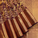 Majestic Maroon & Gold Floral Woven Kanjivaram Saree