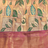 Regal Magenta & Gold Kanjivaram Silk Saree With Geometric Leaf Pattern