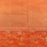 Vibrant Lime-Green & Burnt Orange Kanjivaram Silk Saree