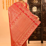 Crimson Red Shikargah Motif Traditional Kanjivaram Silk Saree