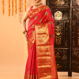 Crimson Red And Pure Gold Kanchipuram Silk Saree
