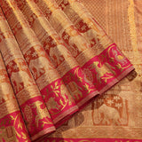 Crimson & Gold Shikargah Motif Kanjivaram Silk Saree With Contrast Border