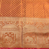Crimson & Gold Shikargah Motif Kanjivaram Silk Saree With Contrast Border