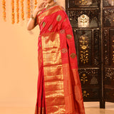 Crimson Red And Pure Gold Kanchipuram Silk Saree
