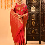 Crimson Red And Pure Gold Kanchipuram Silk Saree