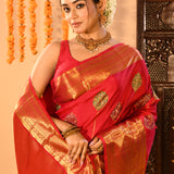 Crimson Red And Pure Gold Kanchipuram Silk Saree