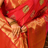 Crimson Red And Pure Gold Kanchipuram Silk Saree