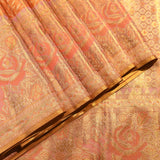 Peachy Pink Tissue Silk Saree With Woven Gold Floral Motifs