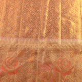 Peachy Pink Tissue Silk Saree With Woven Gold Floral Motifs
