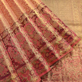 Wine And Gold Dual Tone Meenakari Floral Jaal Pure Silk Kanjivaram Saree With Heavy Woven Border