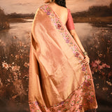 Rose Gold With Butterfly And Floral Motif Border Designer Saree