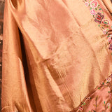 Rose Gold With Butterfly And Floral Motif Border Designer Saree