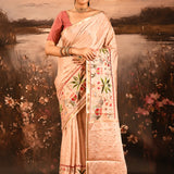 Blush Peach With Paithani Style Elephant Motif Border Designer Saree