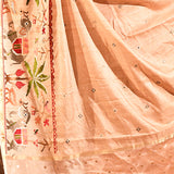 Blush Peach With Paithani Style Elephant Motif Border Designer Saree
