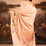 Blush Peach With Paithani Style Elephant Motif Border Designer Saree
