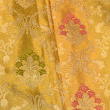 Ivory And Gold Dual Tone Zari Meenakari Floral Jaal Pure Silk Kanjivaram Saree With Contrast Red Border