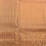 Wine And Gold Dual Tone Gold Zari Stripe Geometric Pure Silk Kanjivaram Saree With Contrast Orange Border