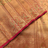 Exquisite Olive Green And Gold Kanjivaram Silk Saree With Elegant Floral Weaving