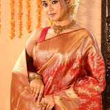 Crimson Red Kanjivaram Tissue Silk Saree With All-Over Floral Vines