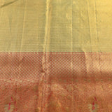 Exquisite Olive Green And Gold Kanjivaram Silk Saree With Elegant Floral Weaving