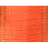 Navy Blue Kanjivaram Silk Saree With Contrast Orange Zari Striped Border