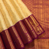Royal Cream & Purple Floral Weave Kanjivaram Silk Saree