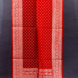 Red Kanjivaram Silk Saree With Silver Zari Butti And Woven Floral Border