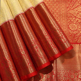 Classic Cream & Red Bridal Kanjivaram Silk Saree