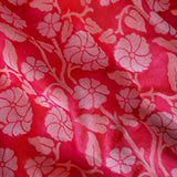 Rani Pink Kanjivaram Silk Saree With Silver Zari Floral Vine And Striped Border
