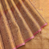 Antique Gold Zari All Over Floral Jaal Pure Silk Kanjivaram Saree With Elephant Temple Border