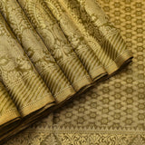 Olive Green Dual Tone Zari Floral Geometric Jaal Pure Silk Kanjivaram Saree With Heavy Woven Border