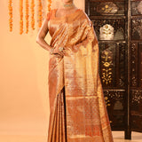 Regal Copper Gold Traditional Kanjivaram Tissue Silk Saree