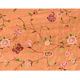 Peach Sheer Striped With Butterfly And Floral Embroidered Border Designer Saree