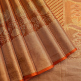 Orange Gold Dual Tone Zari Paisley Butti Pure Silk Kanjivaram Saree With Contrast Orange Border