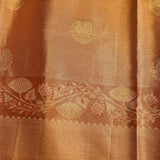 Orange Gold Dual Tone Zari Paisley Butti Pure Silk Kanjivaram Saree With Contrast Orange Border