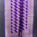 Violet Kanjivaram Silk Saree With Diagonal Silver Zari Chevron Weave