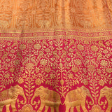 Majestic Orange And Pink Kanjivaram Silk Saree With Shikargah Motifs
