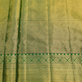 Sophisticated Beige & Green Leaf-Motif Kanjivaram Silk Saree
