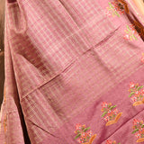 Vintage Lilac With Checks And Meenakari Border Embroidery Designer Saree